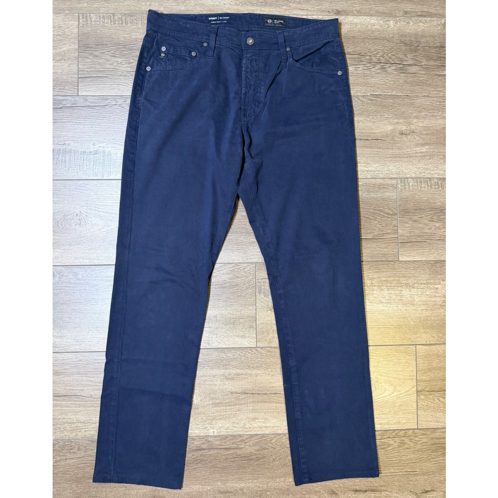 AG Adriano Goldschmied Everett Slim Straight Pants Navy Blue 33x32 actual 34x30